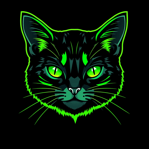 Stock Catz token 1549: Fur: Neon Green, Eyes: Neon Slit, Mouth: Smirk, Headwear: Tinfoil Hat, Special: Holographic Scanlines