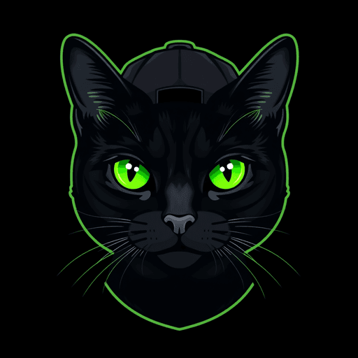 Stock Catz token 2707: Fur: Onyx, Eyes: Wide Alert, Mouth: Neutral, Headwear: Black Cap