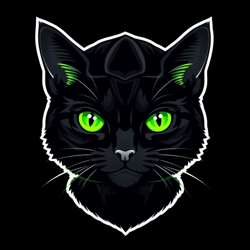 Stock Catz token 5111: Fur: Black, Eyes: Wide Alert, Mouth: Smirk, Headwear: Hood Up