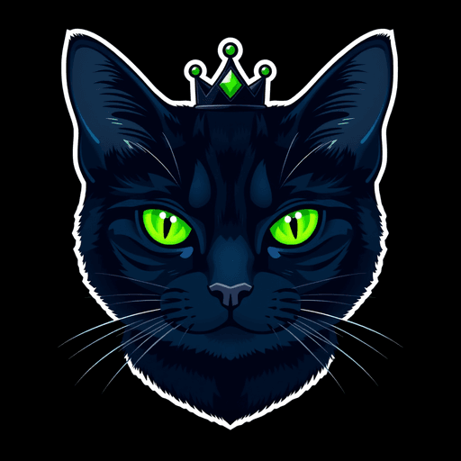Stock Catz token 5154: Fur: Deep Navy, Eyes: Neon Slit, Mouth: Neutral, Headwear: Crown, Accessory: AirPods