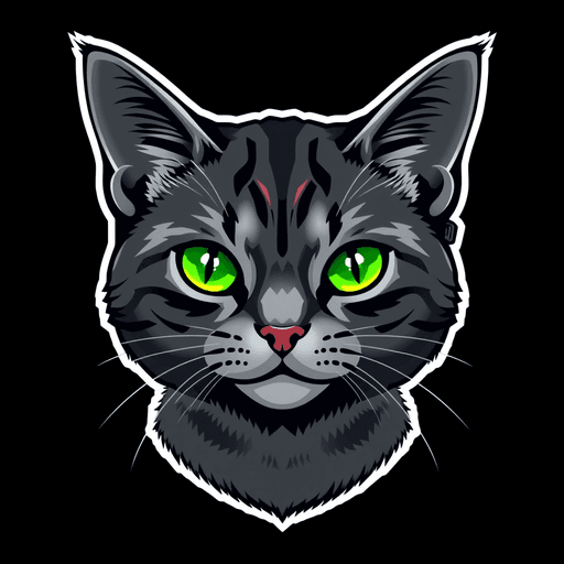 Stock Catz token 8087: Fur: Smoke Grey, Eyes: Wide Alert, Mouth: Smirk, Accessory: Earpiece Coil